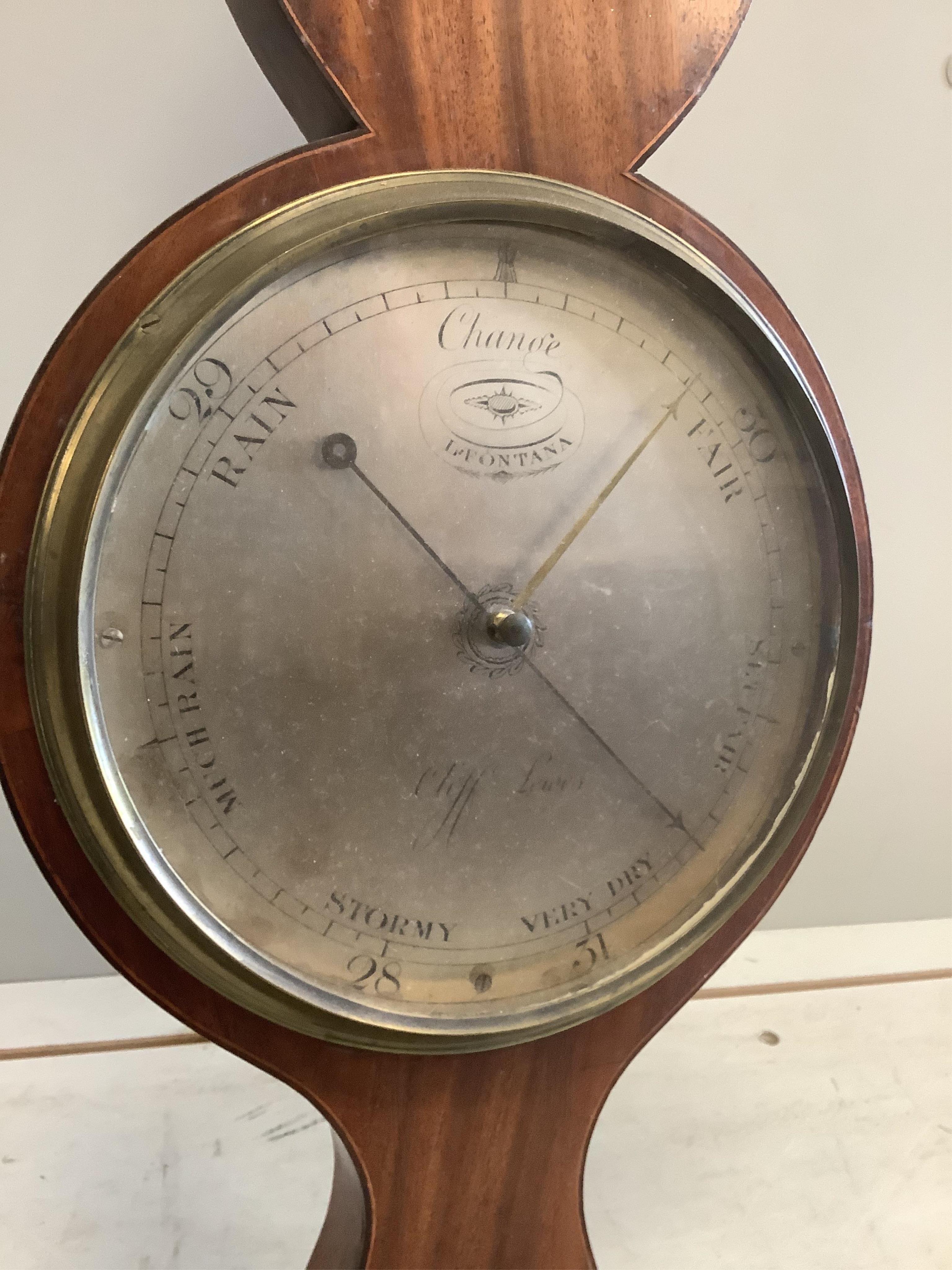 Two wheel barometers, height 98cm